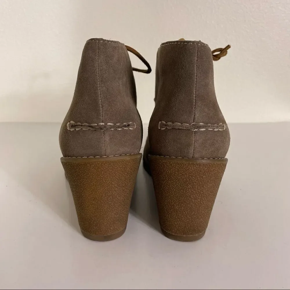 Sperry Top-Sider Tan Leather Lace‎ Up Wedge Booties size 9.5